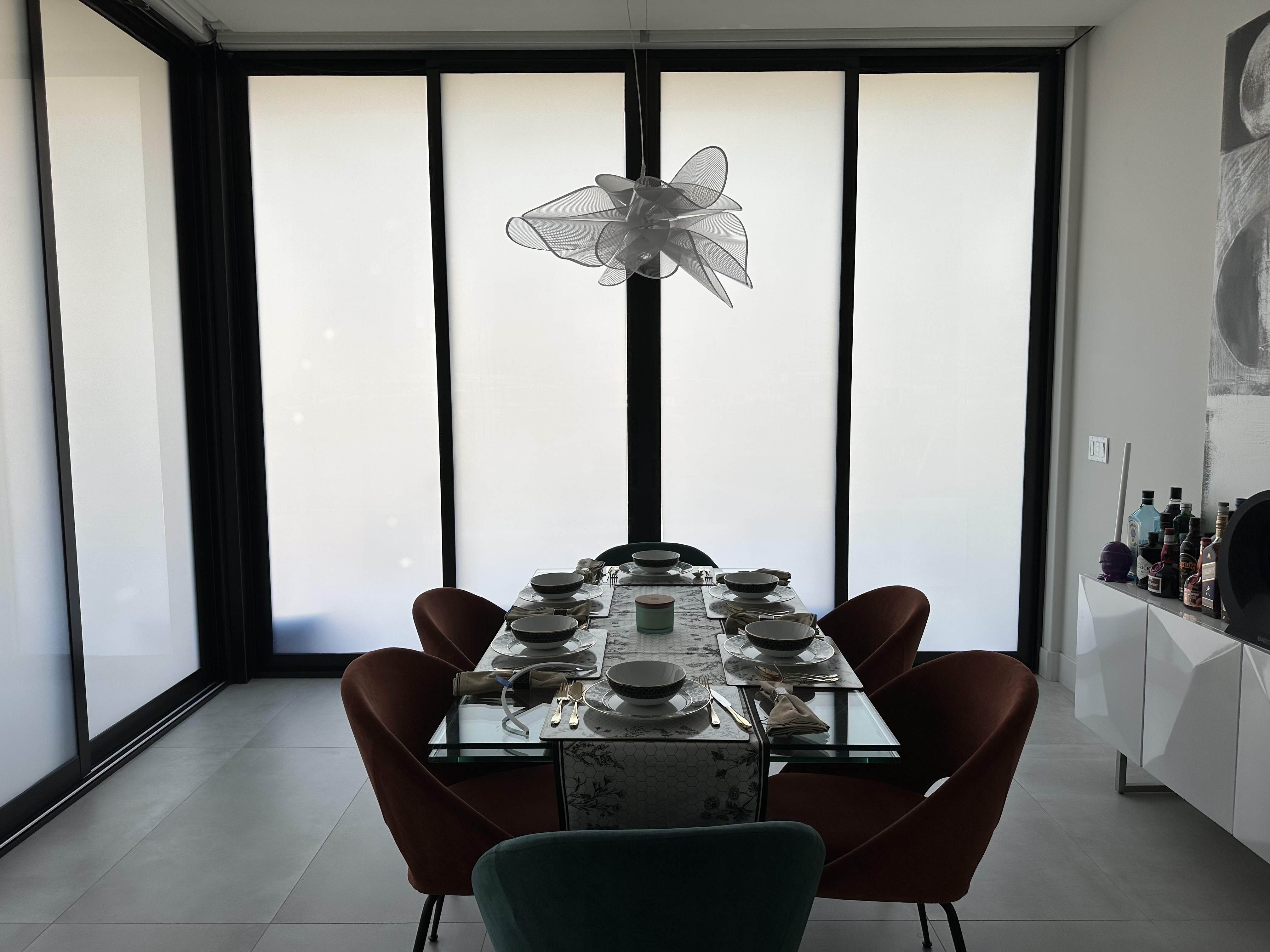 Panels installed in a residential dinning room