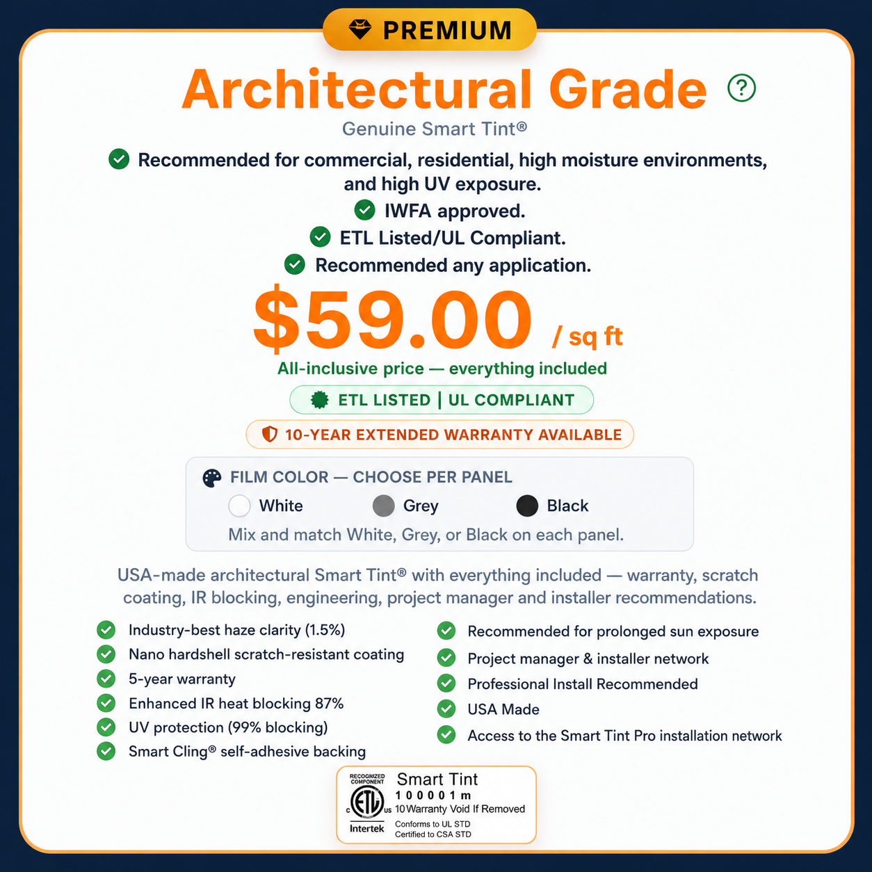 Architectural grade
